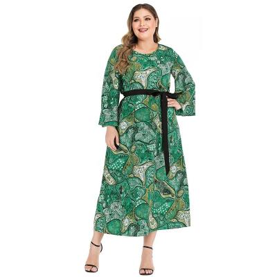 China Anti-Static Floral Printed Maxi Dress Long Sleeve Plus Size Elegant Women Dress for sale