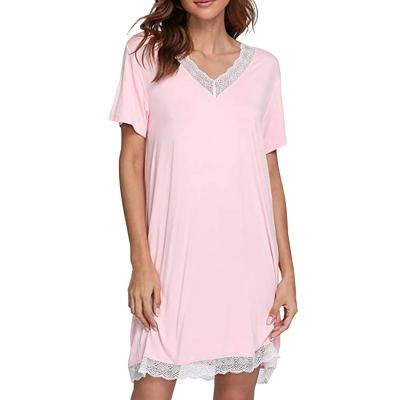 China 2021 Breathable Casual Loose Nightgown Women Nightgowns Womens Short Sleep Shirts Eco-Friendly Sleeve for sale