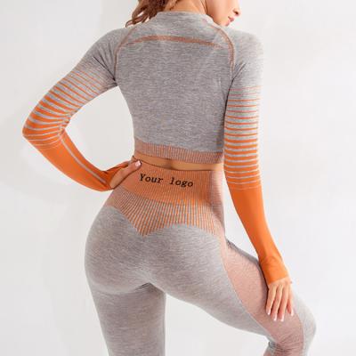 Китай 2020 Breathable 2 Piece Sports Tops Leggings Gym Clothes Seamless Yoga Fitness Suit Set Lady продается