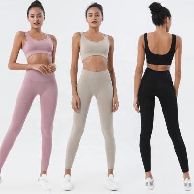 Китай Breathable Gym Crop Women Top Leggings Sports Set Women Fitness Tracksuit Workout Sports Long Sleeve Yoga Clothes Seamless Suits продается