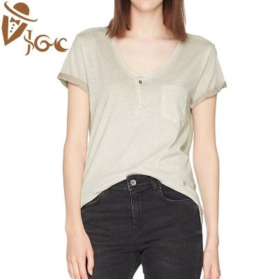 China Fashion Women T-shirt Tops Breathable Summer Loose XXXL Women Full V-Neck Design Korean Pattern New, Casual Knitted Short Sleeve Cotton 13-60 for sale