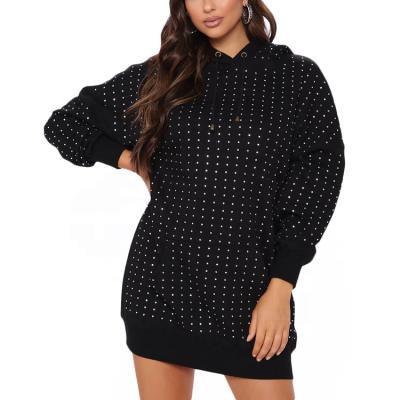 China Anti-wrinkle fashion dot sweatshrit long women urban clothing plus size hoodie dress for sale