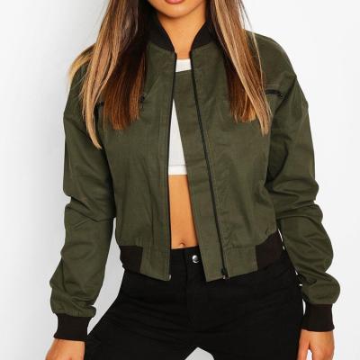 China Women's Reversible Single Zippers Bomber Jacket Elastic Color Front Edge Women's Jacket for sale