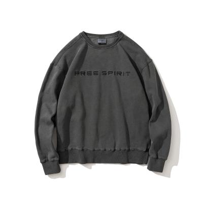 中国 OEM Factory Vintage Streetwear Breathable Acid Wash Men's Printed Acid Washed Oversized Sweatshirt Men 販売のため