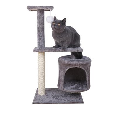 China Hot Selling Viable Pet Products For Kitten Sisal Katzen Scratch Post Cat Tree Interactive for sale