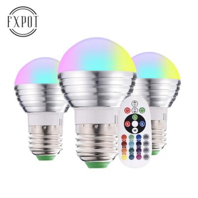 China High Efficiency FXPOT 5W Home Decor Bedroom Color Changing E27 RGB LED Bulb With Infrared Remote Control for sale