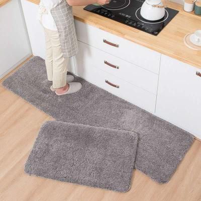 China Wholesale Washable Non Slip Bathroom Mat Drying Microfiber Anti Slip Super Soft Water Absorbent Kitchen Mat for sale