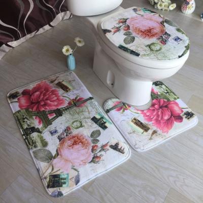 China Eco-friend High-absorbing Custom Anti-skidding Bath Christmas Holiday Bathroom 3D Toilet Mat Te koop