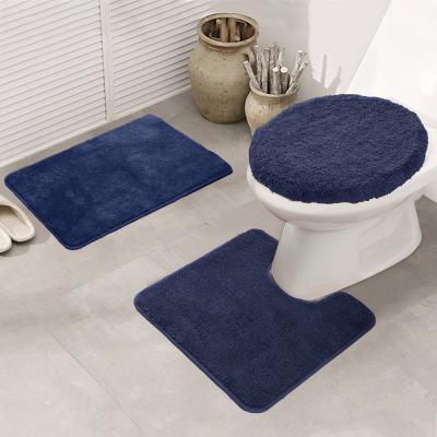 中国 Wholesale Sustainable Absorb Water Bathroom Carpet 3pcs Bathroom Mat Set Anti Slip Bathroom Floor Mat 販売のため