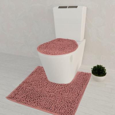 中国 Durable 2pc Bathroom Microfiber Super Soft Bath Mats Set 3 Piece Cover Set Anti-Slip Toilet Floor Mat 販売のため