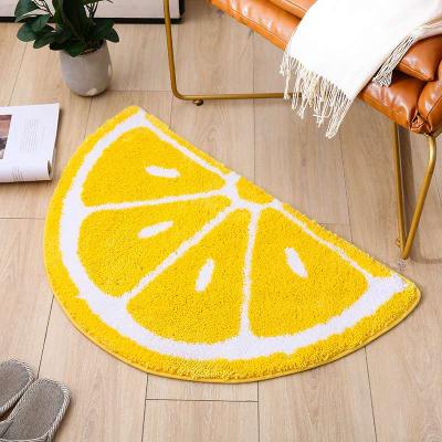 China Manufacturer Washable Modern Half Round Lemon Pattern Microfiber High Absorption Floor Mat Rug for sale