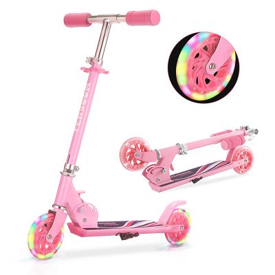 China Child Scooters For Kids 2 Wheel Folding Kick Scooter For Girls Boys 3 Adjustable Height, Light Up Wheels For Kids for sale