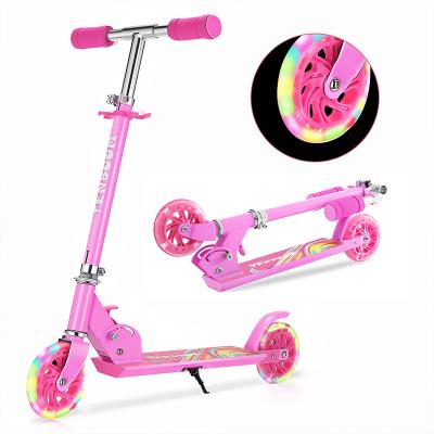 China Quick Folding Kick Scooters For Kids 2 Wheel Folding Kick Scooter For 3+ Years Old Boys And Girls 3 Height Adjustable PU LED Light Up To the top of the wheels for for sale