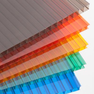 China Eco - Friendly Sunlight Clear Sheeting Plastic PC Polycarbonate Hollow Wall Sheet for sale