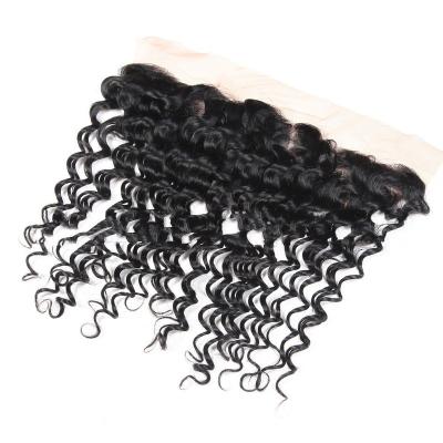 China Curly Curly Hair Bundles Black Water Wave Hair Weaves Pure Black Color Remy Hair Bundles 3 Bundles With Lace Frontal Closure for sale