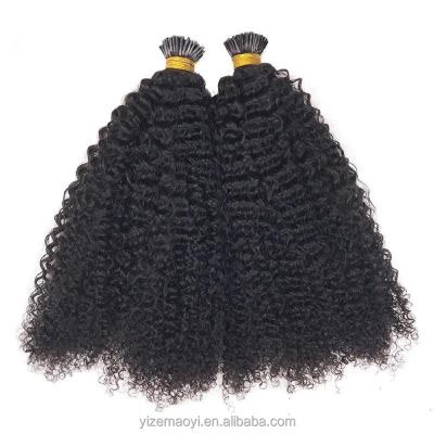 China Weird Black Hair Extensions Regular Real Wave Hair Sticks I Tip Curly Extensions 100s 100g for sale