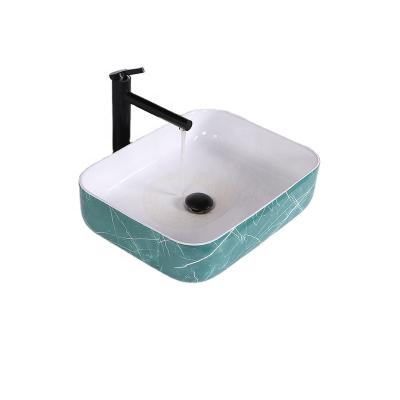 China 2021 Easy Clean New Stone Bathroom Decal Sinks Marble Color Wash Basin for sale