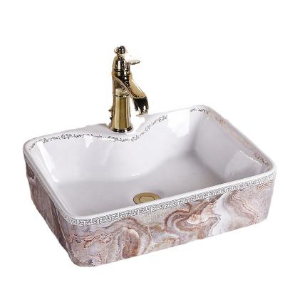 China 2021 Easy Clean New Stone Bathroom Decal Sinks Marble Color Wash Basin for sale