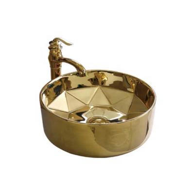 China New Lavatory Gold Designs Easy Clean Ceramic Toilet Basin Bathroom Gold Sink for sale