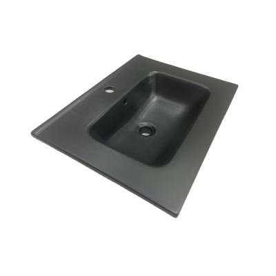 China Easy Clean Cabinet Bathroom Sinks Matt Color Ceramic Basin Feather Thin Edge Sink Rectangle Vanity Top Sink Price for sale