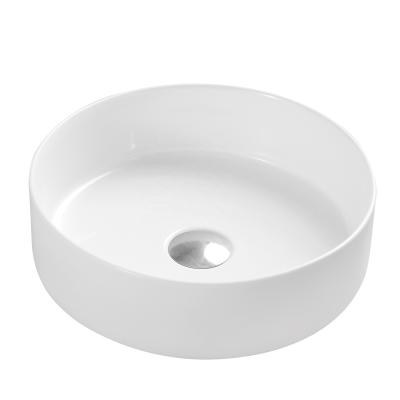 China Easy Clean Luxury White Solid Bathroom Sink Table Top Round Outdoor Round Wash Art Basin Small For Toilet for sale