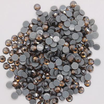 China ABTOP Flatback Hot Fix Rhinestones Bulk Flat Back in Smoky Topaz Satin for Nail Arts Crystals for sale