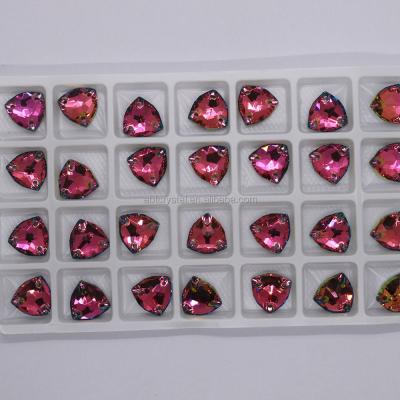 China Factory Direct Sale Special Triangle Flatback Flat Back Sew On Glass Crystal Rhinestones With Holes For DIY Decoration for sale