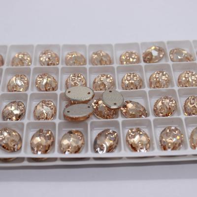 China Factory Direct Sale Flatback Ellipse Flat Back Glass Crystal Stones With Holes For Wedding Dress Accessories for sale