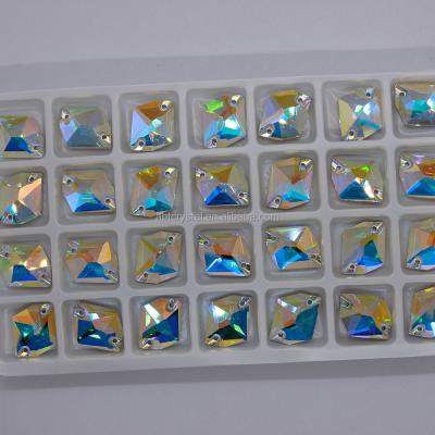 China Factory Direct Sale Cosmic Flatback Flat Back Sew On Glass Rhinestones With Holes For DIY Decoration for sale