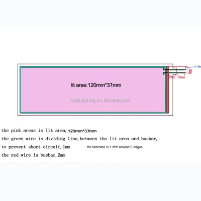 China 500pcs/lot 120 x 37mm EL backlight sheet EL lighting panel ship by DHL Amazing-B112 for sale