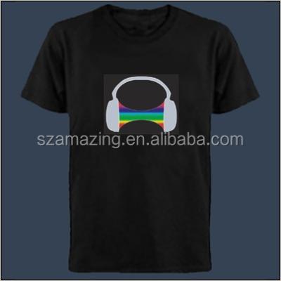 China Anti-pilling EL T-shirt Sound Sensitive Light Up Instant Equalizer EL LED T-shirt Men For DJ Rock Disco Party for sale