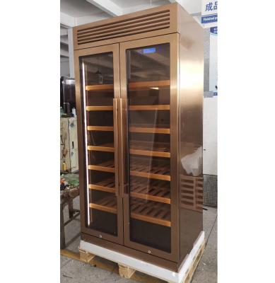 China RV Rose Gold Stainless Steel Huge Capacity 320 Bottle Wine Fridge On Sale for sale