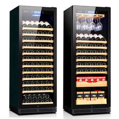 China RV Kitchen Two Zone Cellar Fridge 100 Bottle Chiller With Upright Hinge And LCD Control Panel for sale