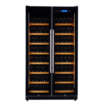 China Blue LED Light 300 Bottle Two Door Series Stainless Steel Indoor Wine Cooler for sale