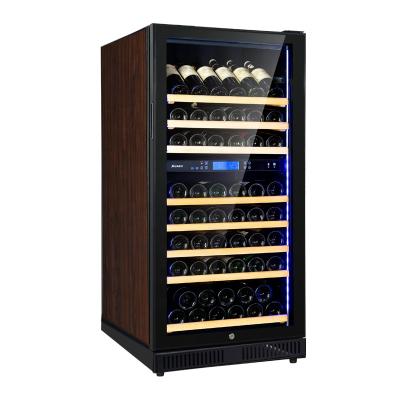 China Ice Wine Machine Double Zone Undercounter Or Freestanding Wine Fridge With Top Blue Led Container 80 Light Bottle For Home Office 228L/80 Bottle for sale