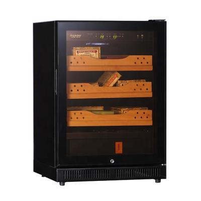 China 500 Count Black Wooden Cigar Humidor Storage Cabinet with LCD Touch Screen for sale