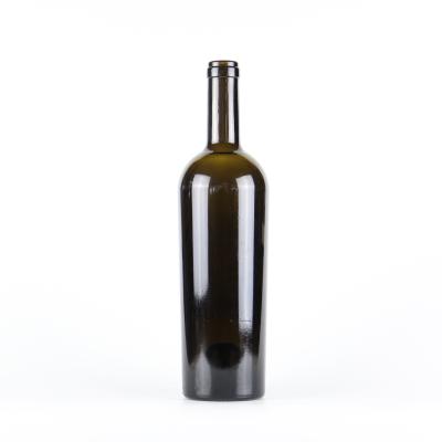 China Beverage 750ml 1000g Heavy Empty Bordeaux Antique Green Wine Bottle Glass Bottle for sale