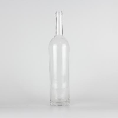 China Beverage 750ml Cork Finish Transparent Glass Wine Bottle for sale