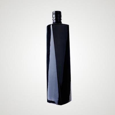 China Black Glass Gift Round Shape Vodka Liquor Bottle 500ml 0.5L for sale