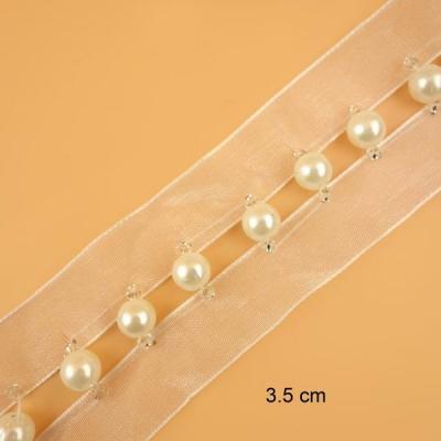 China Hand Made Garment Organza Pearl Beaded Trims For Garments Insert for sale