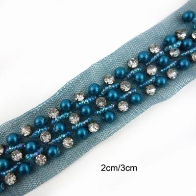 China Sew-on Elegant Aqual Rhinestone Bead Trimming For Clothes for sale