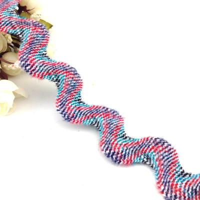 China In-Stock Viable Fancy Polyester Wholesale Wool Ric Rac Two Tone Color Trims Fit For Clothing Accessories for sale