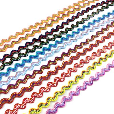 China 6mm rac ribbon band zigzag viable colorful 10mm ric lace trimming ric rac trimming with colors dot 2 size for dress, bag for sale