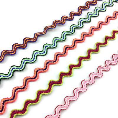 China Viable colorfu rac ribbon band zigzag lace ric trimming ric rac trimming with colors strip zic zag band for dress, bag for sale