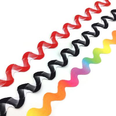 China Viable Rainbow Color 20mm Rac Ribbon Band Printing Zigzag Lace Trimming Rac Trimming For Apparel Dress, DIY Accessories for sale