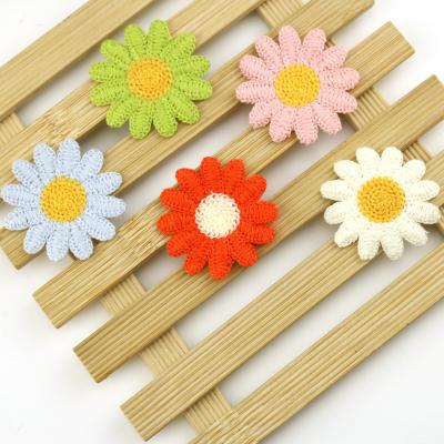 China Sustainable Fashion 4.5cm Daisy Flower Embroidered Applique Sunflower Patches Accessories For Hair Ornament, Women Dress, Kid Garment for sale