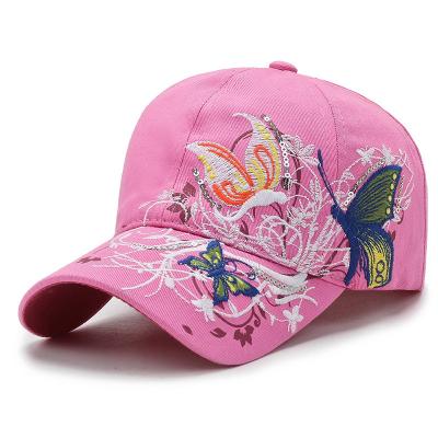 China California Character Women's Creativity Flowers Butterfly Sequin Embroidered Baseball Cap for sale