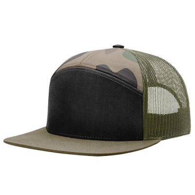 China Character Custom 7 Panels Camouflage Snapback Trucker Hat Plain Camouflage Trucker Hat 7 Panel Camp Hat for sale