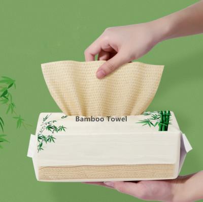 China CleanTowel Disposable Biodegradable Antibacterial Bamboo Tissues 100%Natural Fiber Face Towel Extra Absorbent Disposable Bead 70pcs for sale