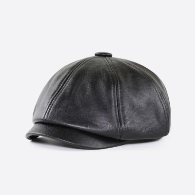 China Fashion COMMON Custom Wholesale PU Leather Newsboy Hats For Women 8 Panel Taxi Driver Painter Hat Beret Cap With Adjustable Elastic Band for sale